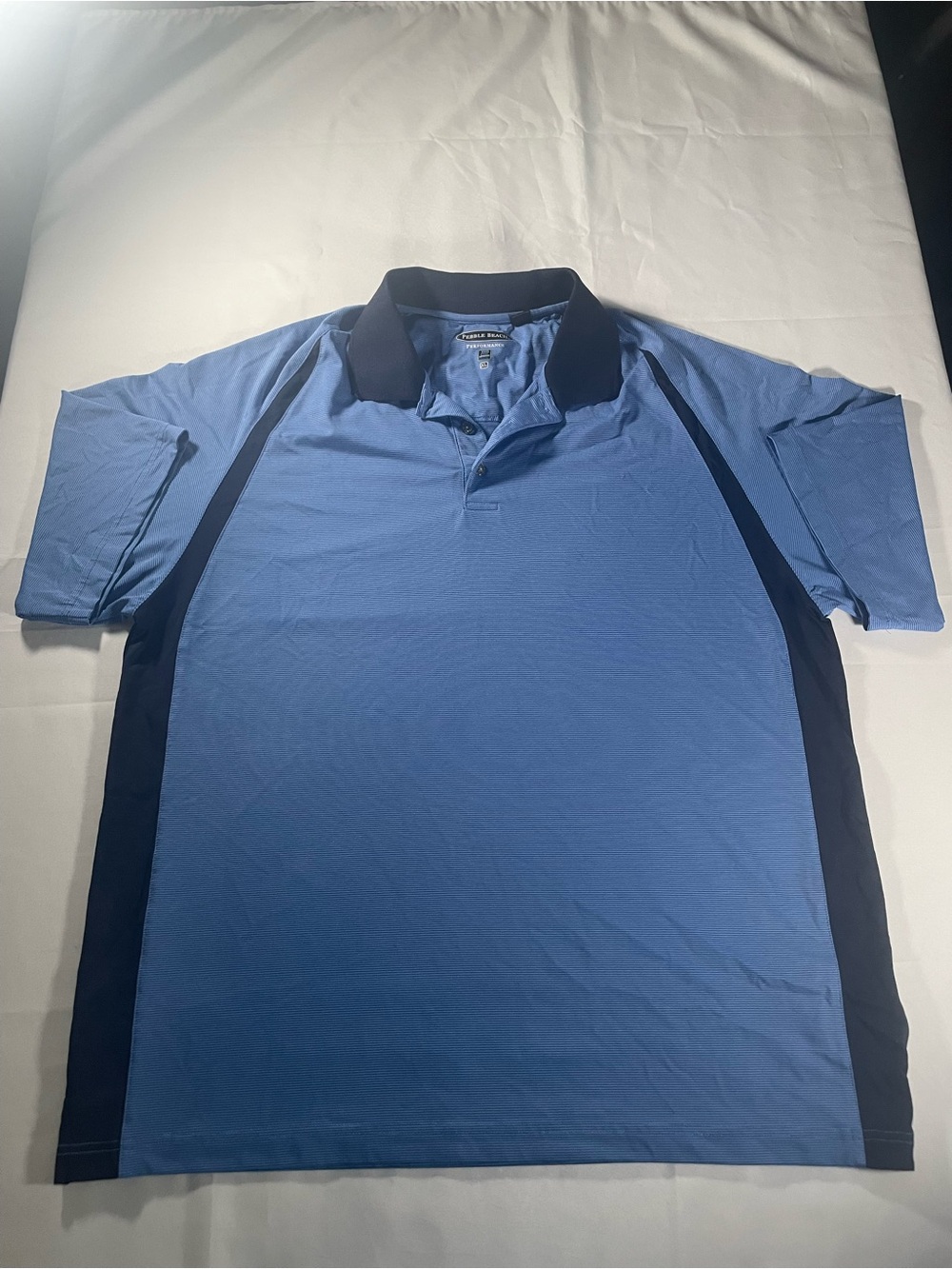 Pebble Beach Performance Golf Polo Shirt Men’s XL Blue Black Short Sleeve